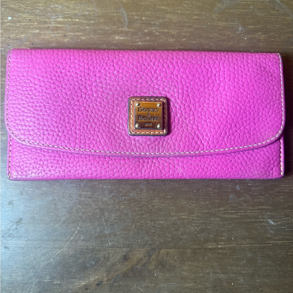 Dooney & Bourke Pebble Grain Slim Wallet Pink